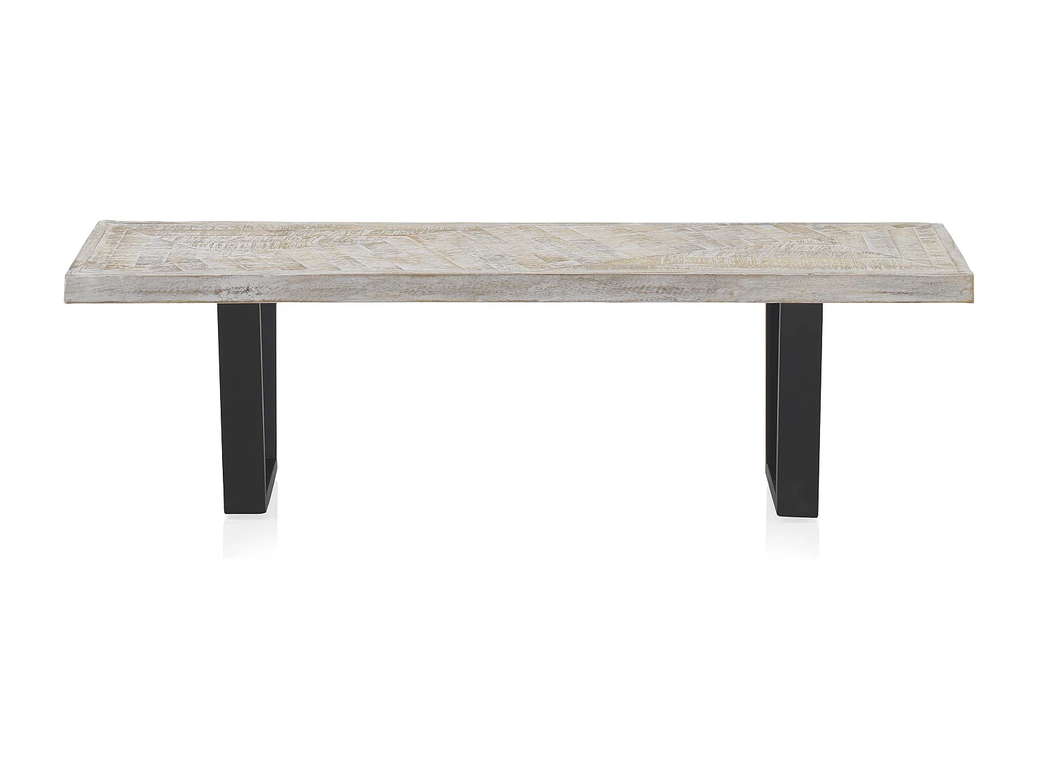 Banco de madeira de mangueira em cor branca patinada