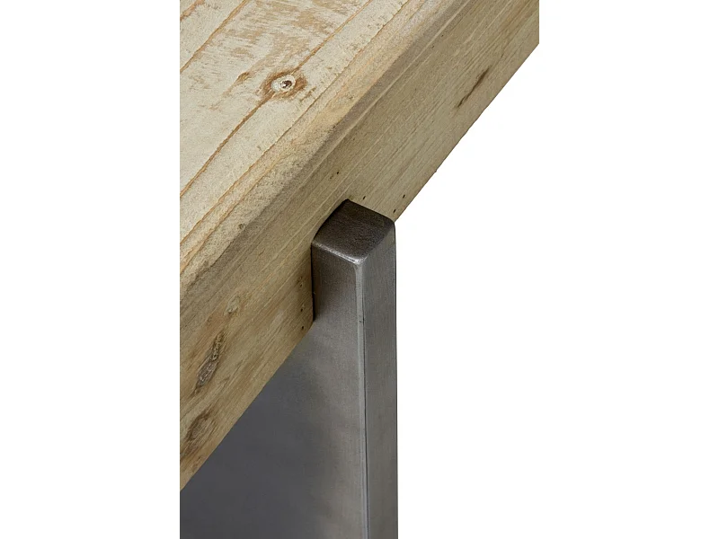 Banco efecto madera abeto con patas lacadas en color metal