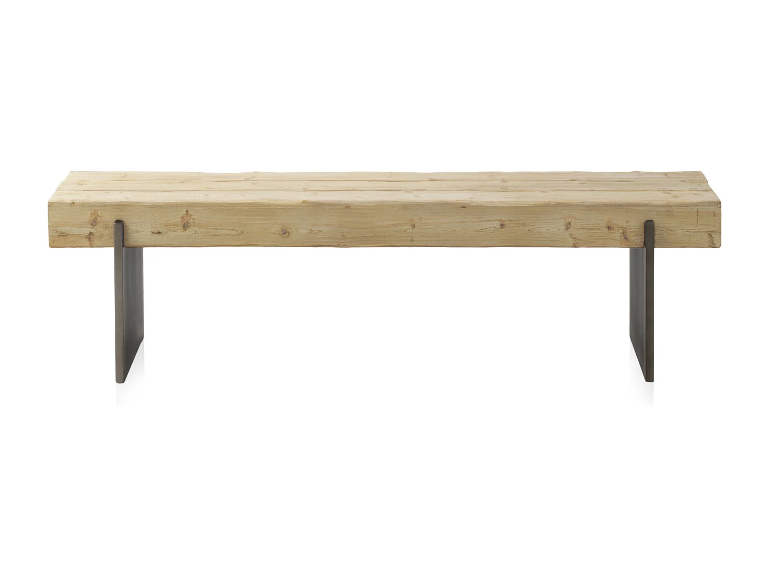 Banco efecto madera abeto con patas lacadas en color metal