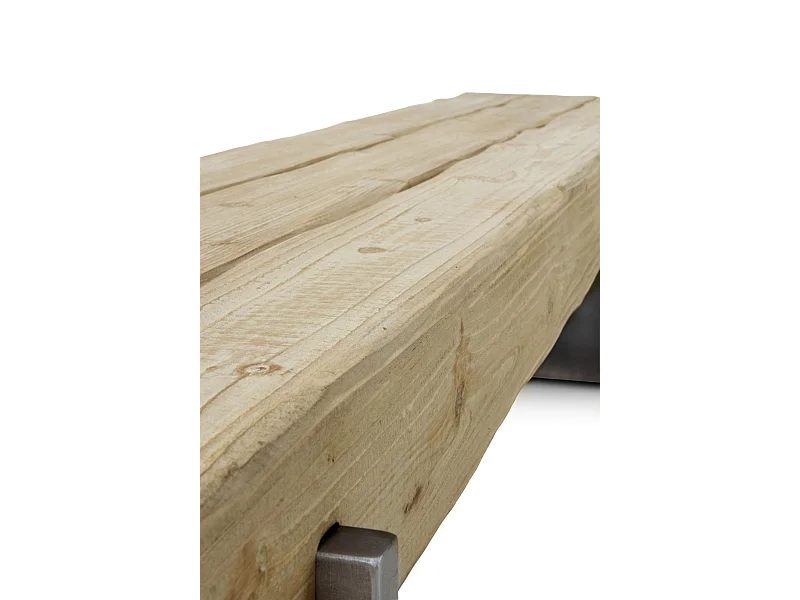 Panca in legno di abete con gambe laccate color metallo