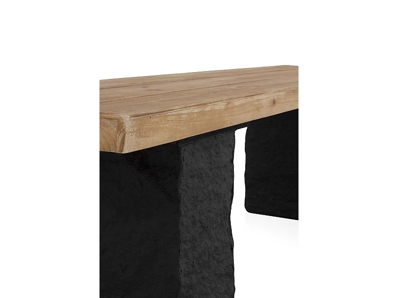 Bank in Fichtenholzoptik mit Sockel aus Polyresin mgo