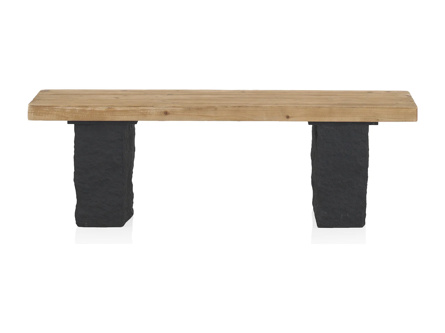 Bank in Fichtenholzoptik mit Sockel aus Polyresin mgo