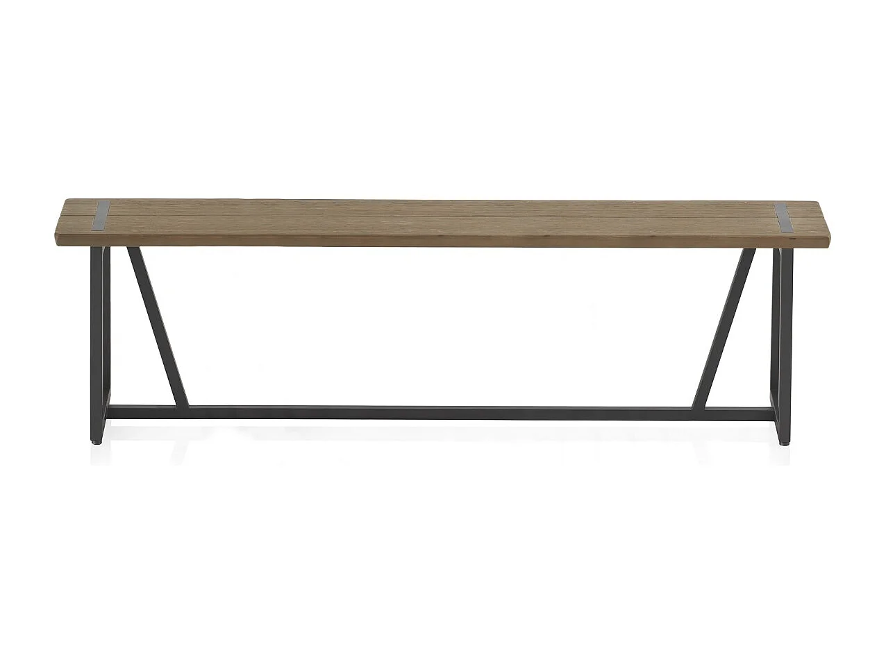 Banco metalico grande con asiento de madera