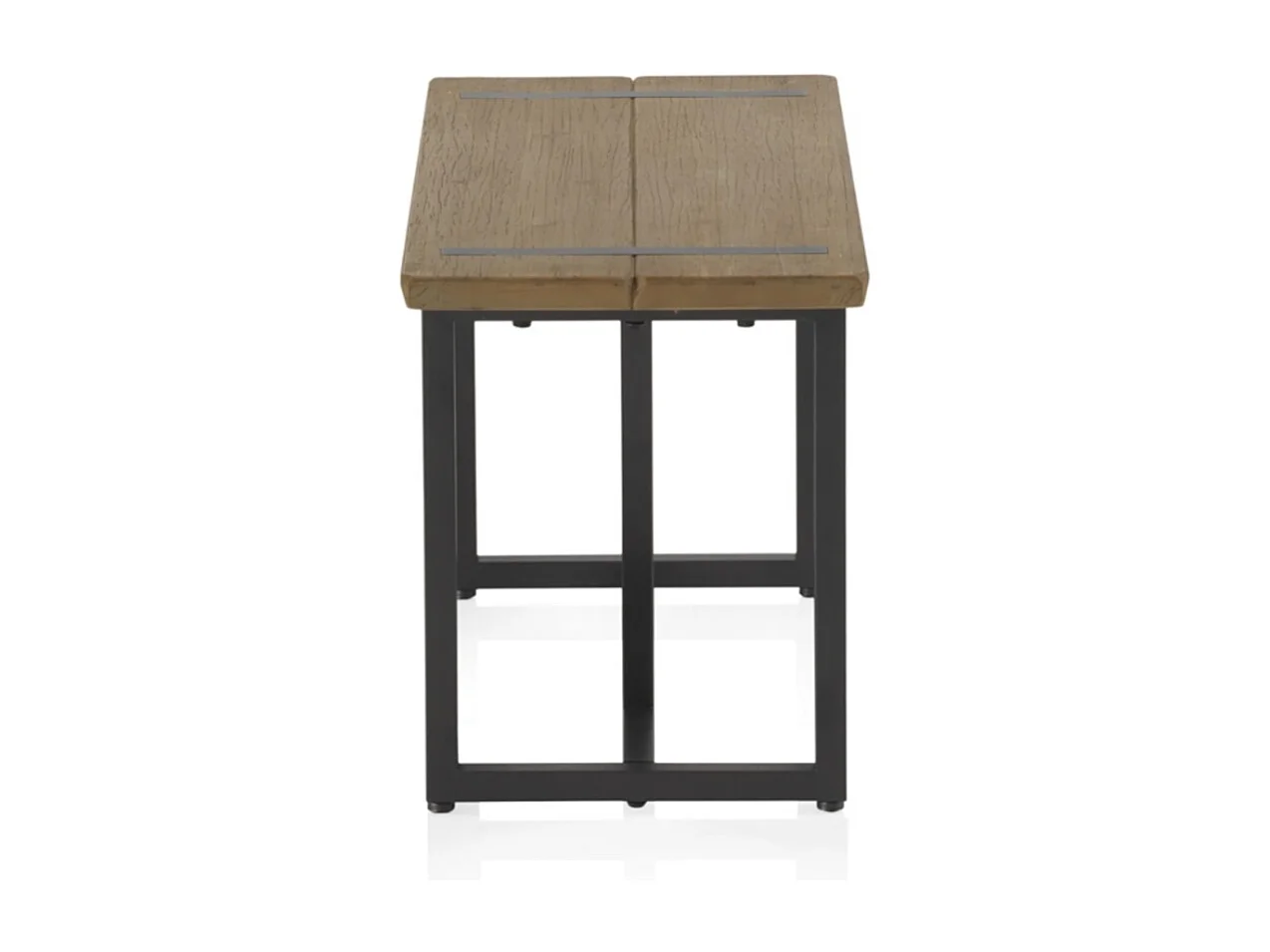 Banco metalico grande con asiento de madera