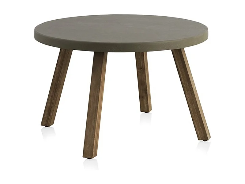 Tampo de mesa em madeira de acácia, placa de cimento cinzenta clara, diâmetro 118 cm