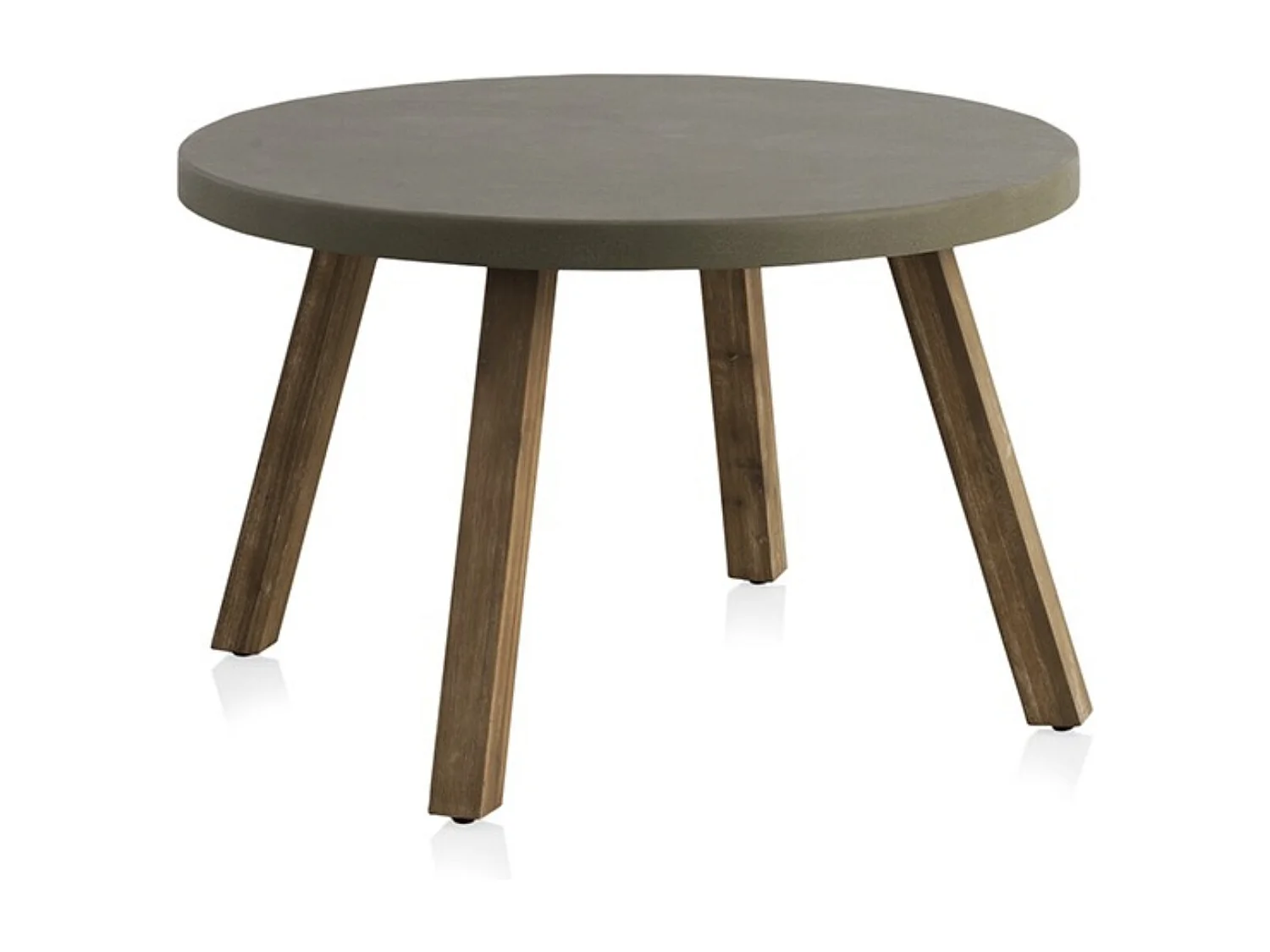 Tampo de mesa em madeira de acácia, placa de cimento cinzenta clara, diâmetro 118 cm