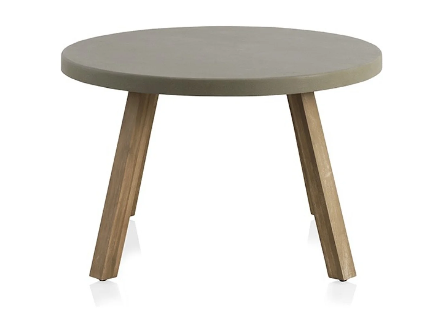 Mesa de madera de acacia tablero cemento ligero gris, diámetro 118 cm