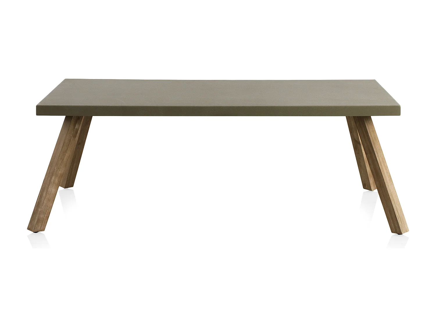Table en acacia avec plateau en ciment gris clair 200x90 cm