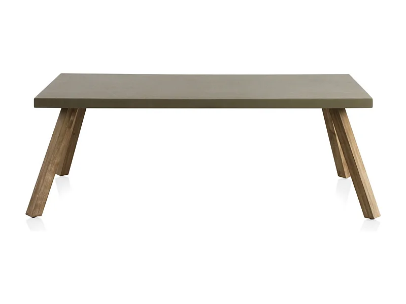 Table en acacia avec plateau en ciment gris clair 200x90 cm