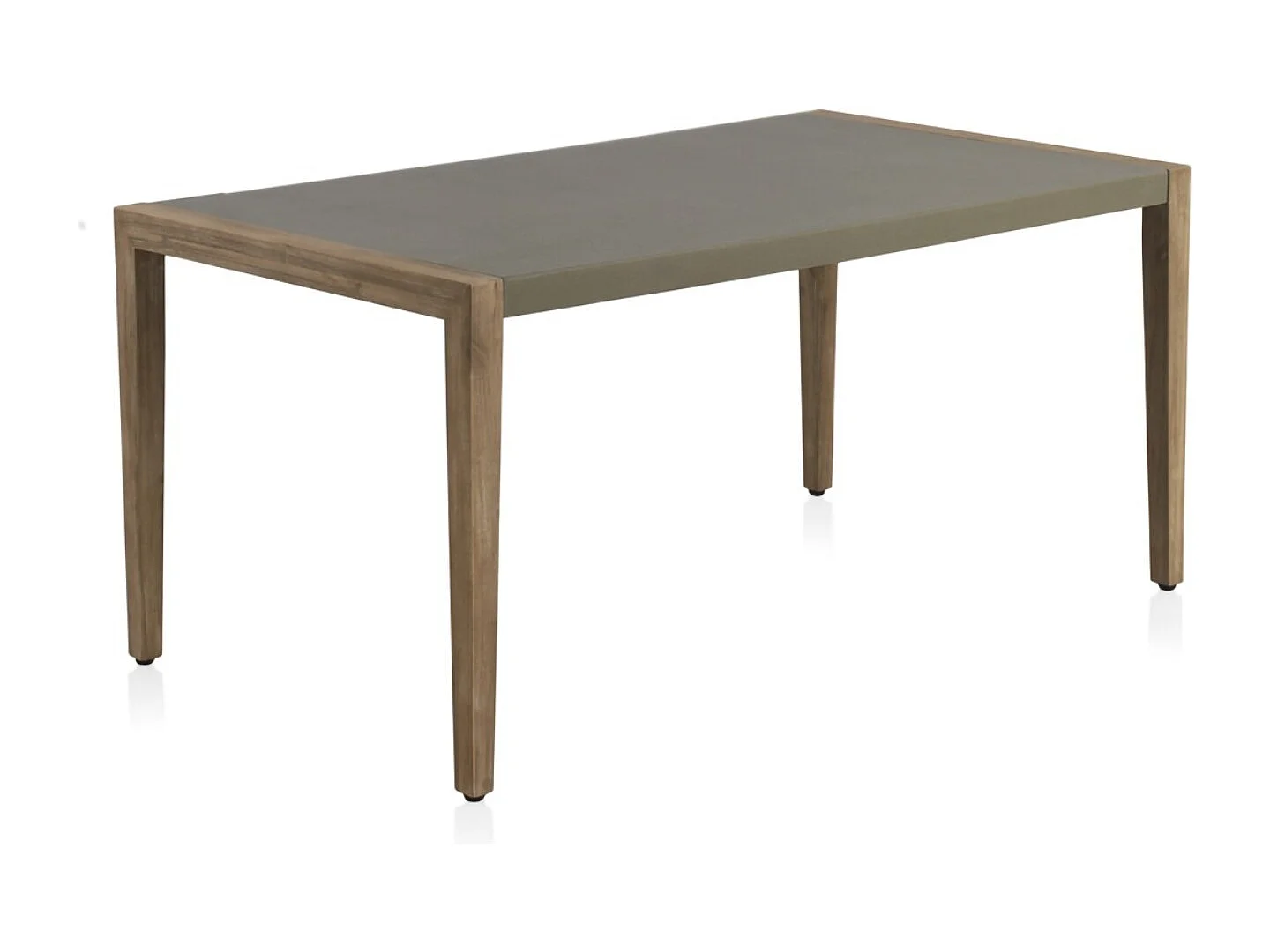 Tavolo in legno di acacia con piano in cemento grigio chiaro 160x90 cm