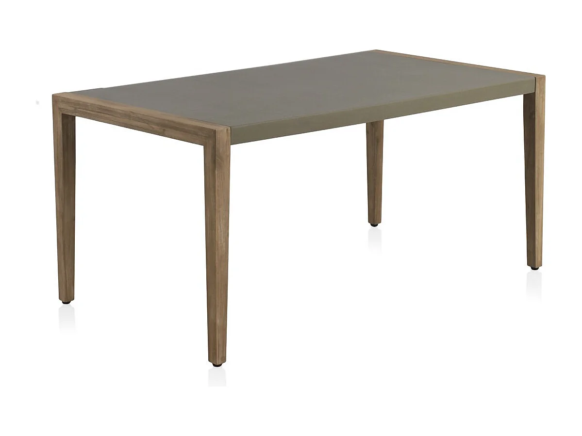 Table en acacia avec plateau en ciment gris clair 160x90 cm