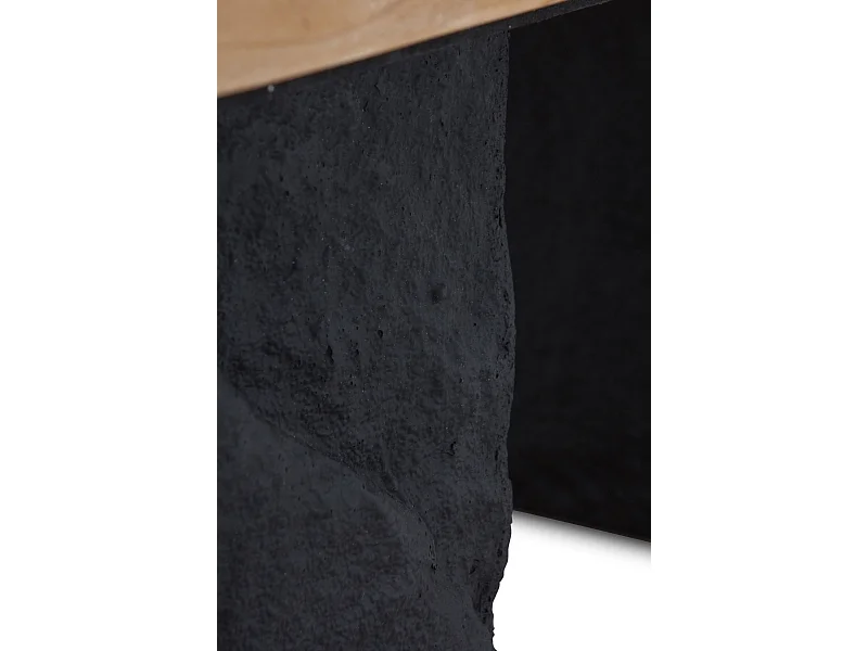 Tavolino in abete effetto legno con base in poliresina mgo