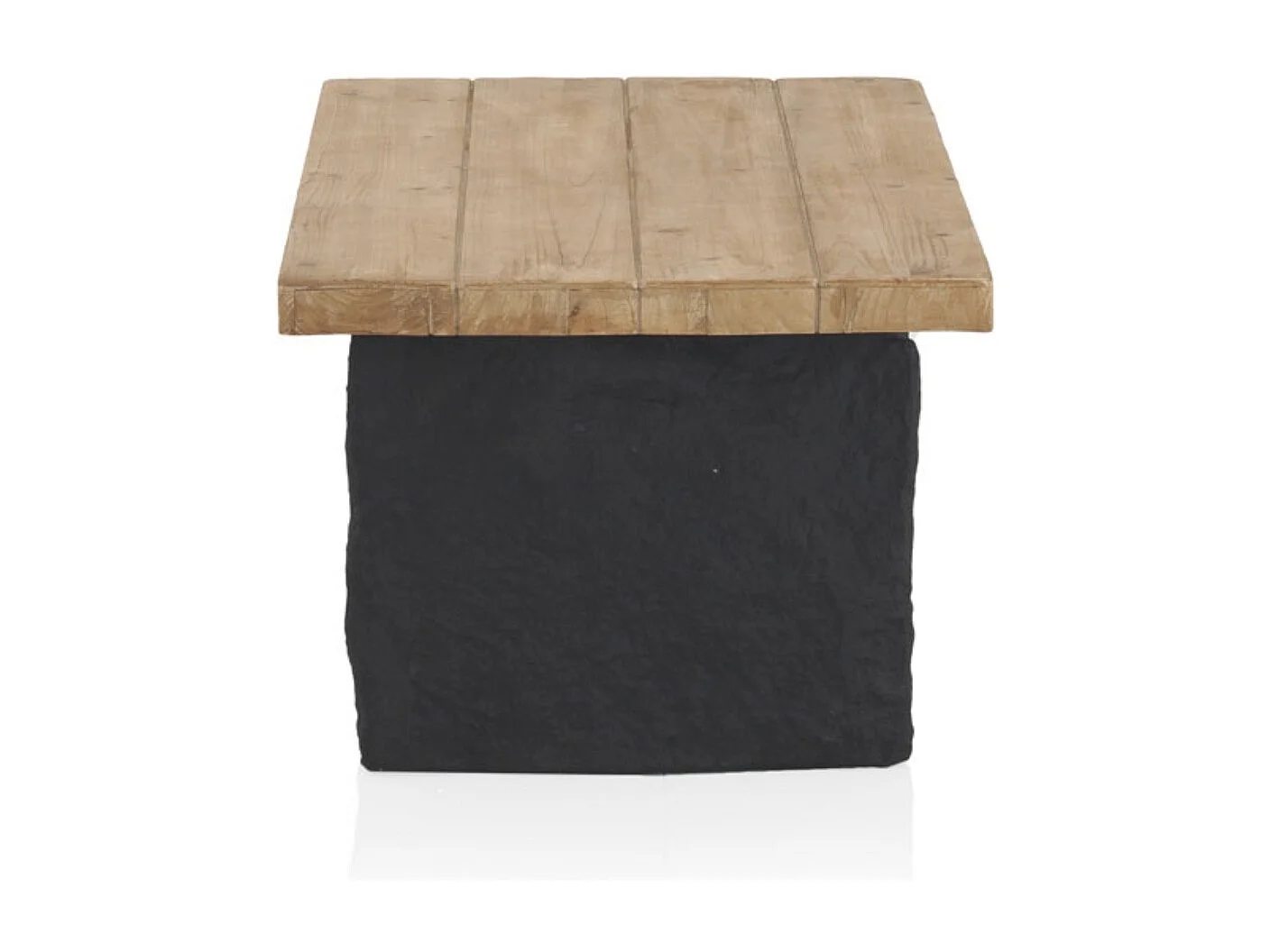 Tavolino in abete effetto legno con base in poliresina mgo