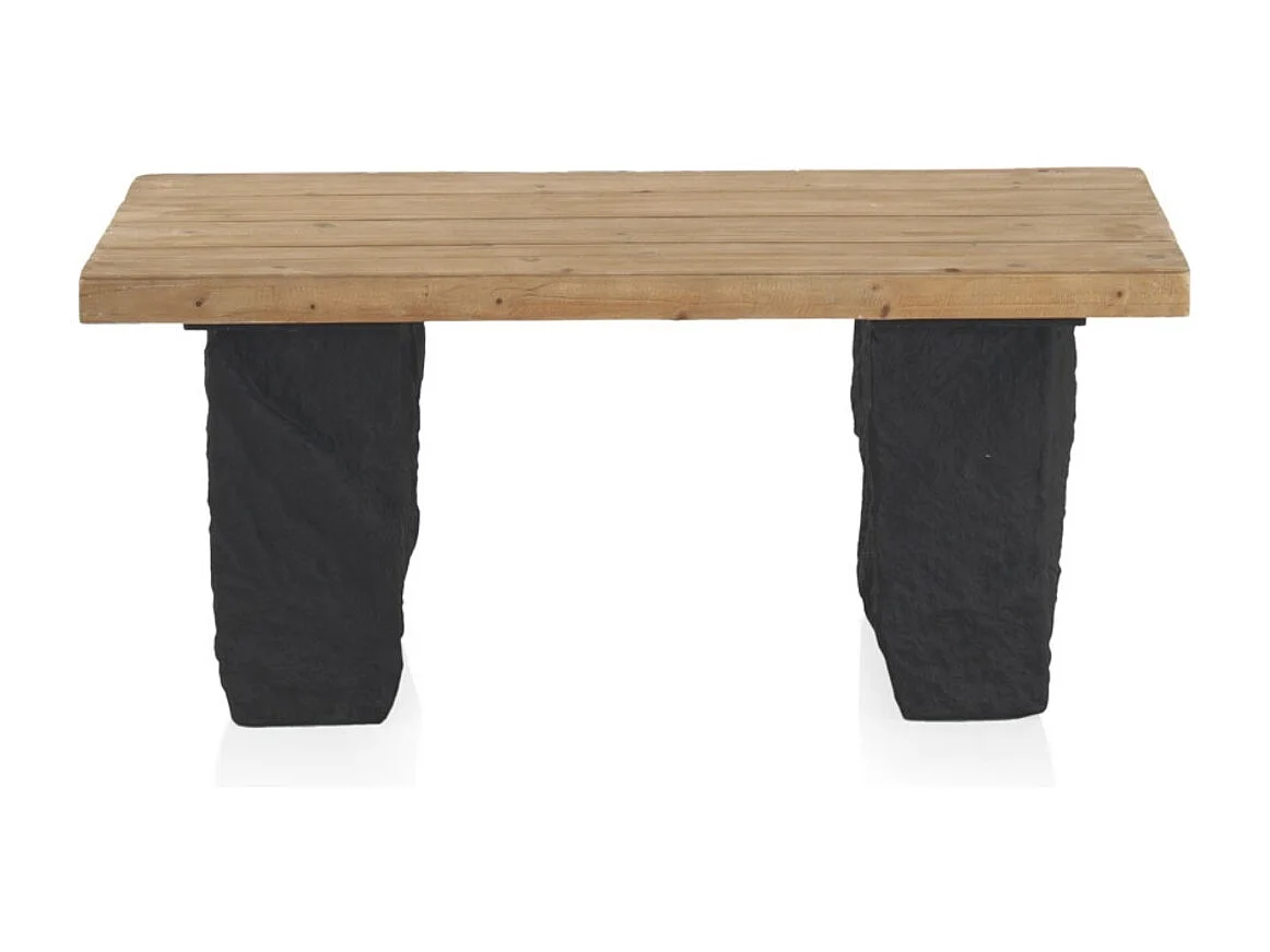 Table basse en imitation épicéa et socle en polyrésine MgO