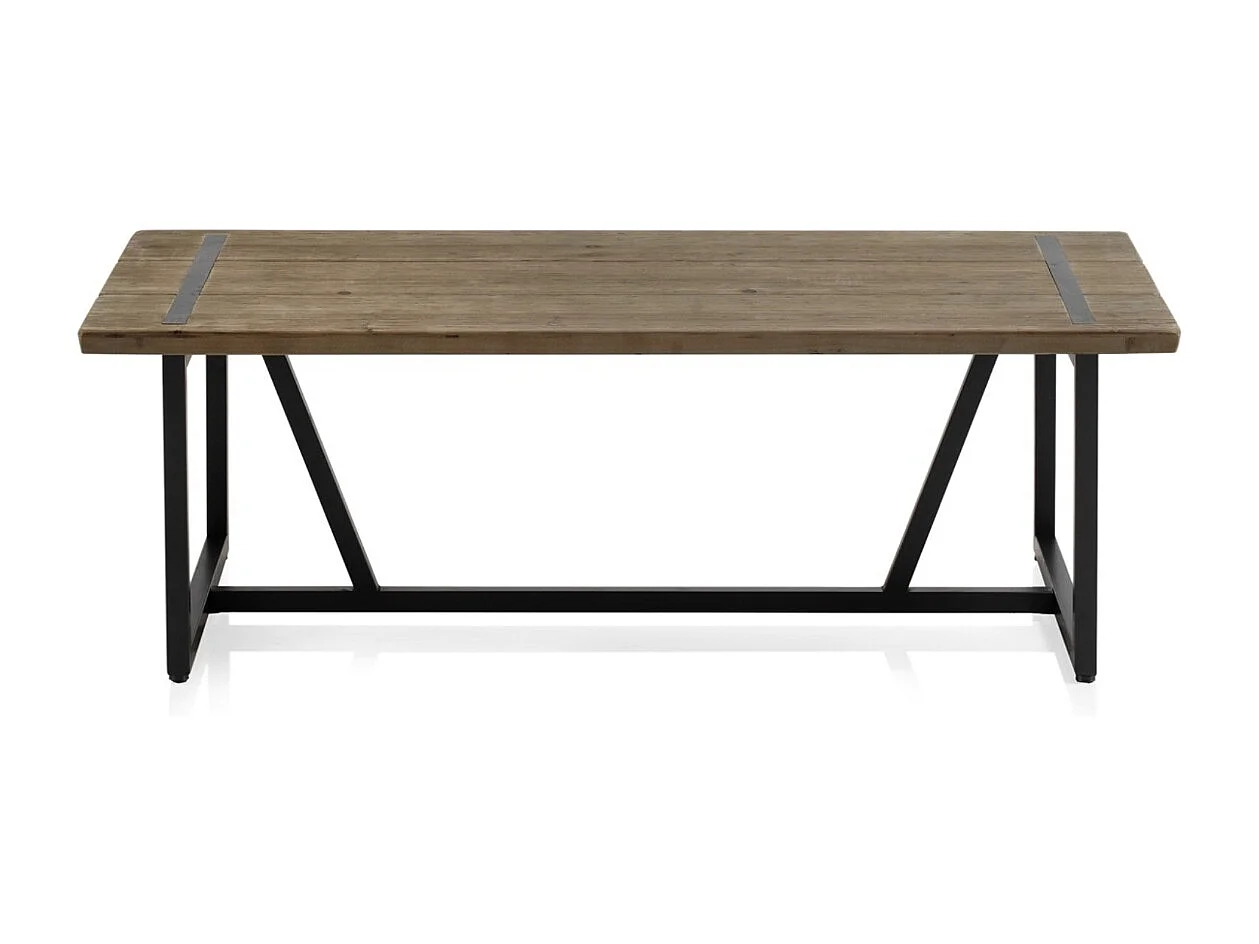 Table basse en métal avec plateau en bois