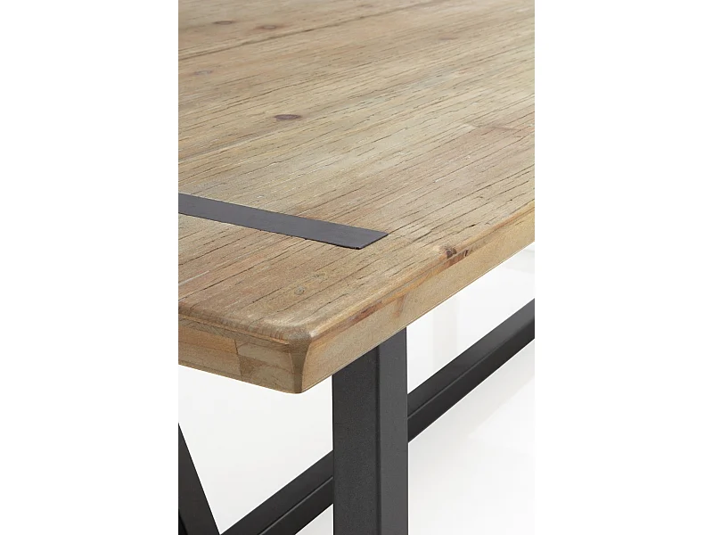 Mesa de centro metálica com tampo de madeira