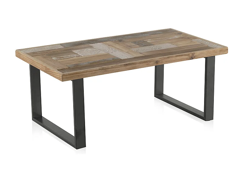 Couchtisch aus Holz mit schwarz Metallbeine