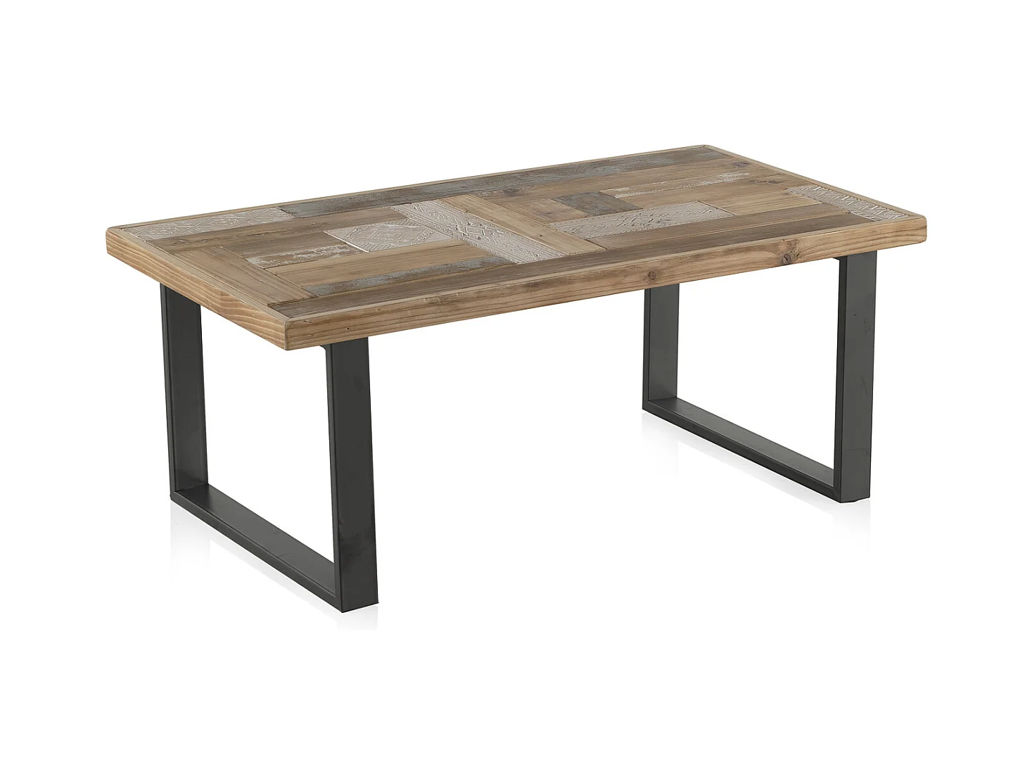 Table basse en bois avec pieds métalliques noirs