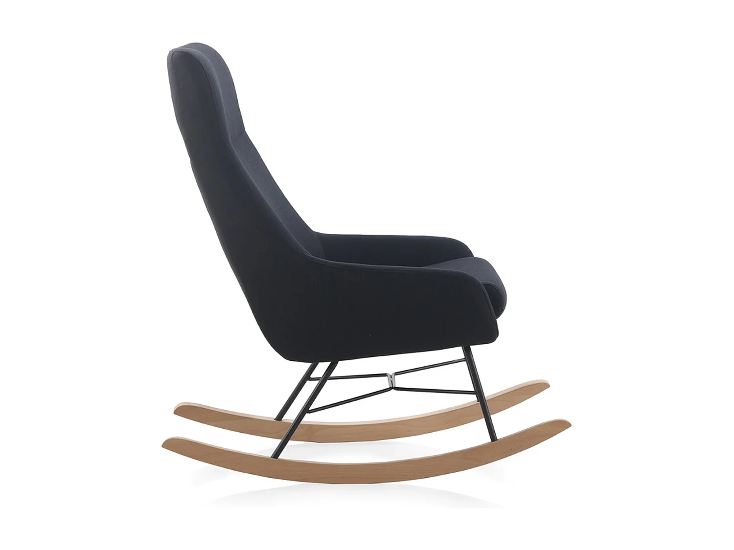 Schaukelstuhl gepolstert, Metallbeinee und Buchenholzkufen