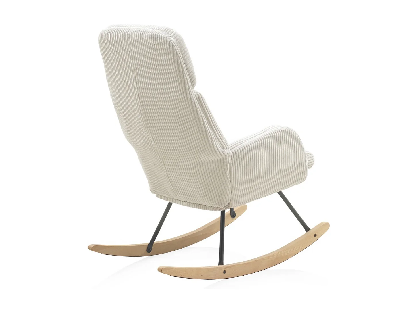 Chaise à bascule tapissée blanc, pieds en métal