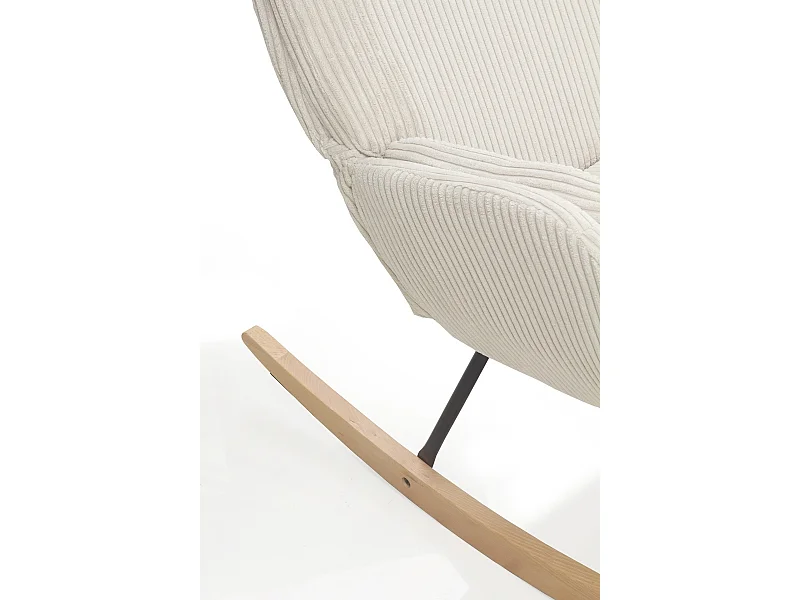 Chaise à bascule tapissée blanc, pieds en métal