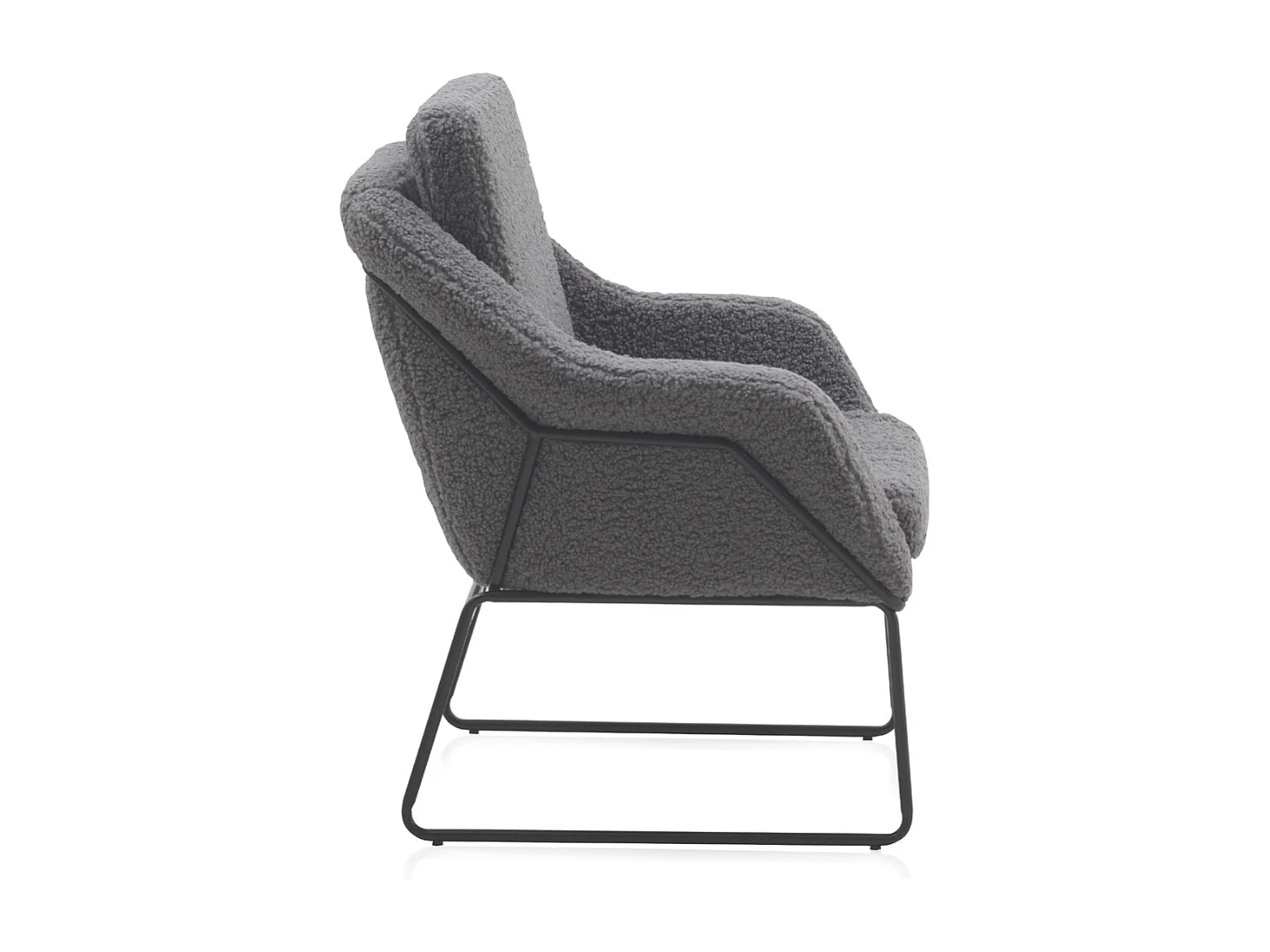 Fauteuil tapissé gris avec pieds en métal noir