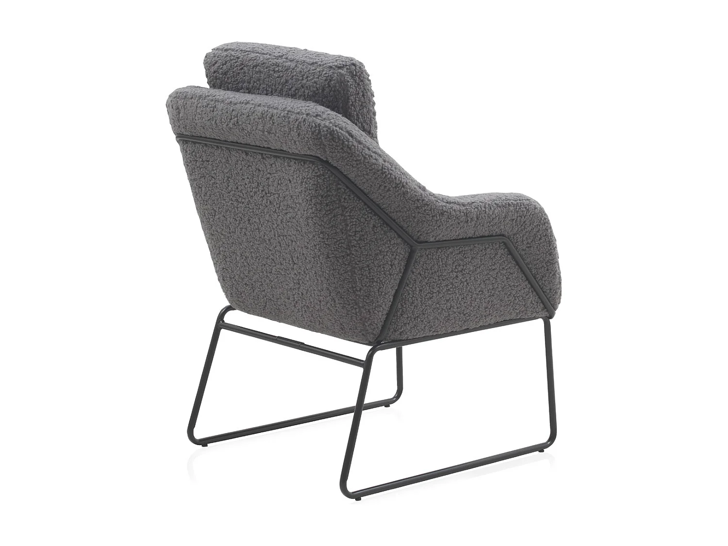 Grijze gestoffeerde fauteuil met zwarte metalen poten