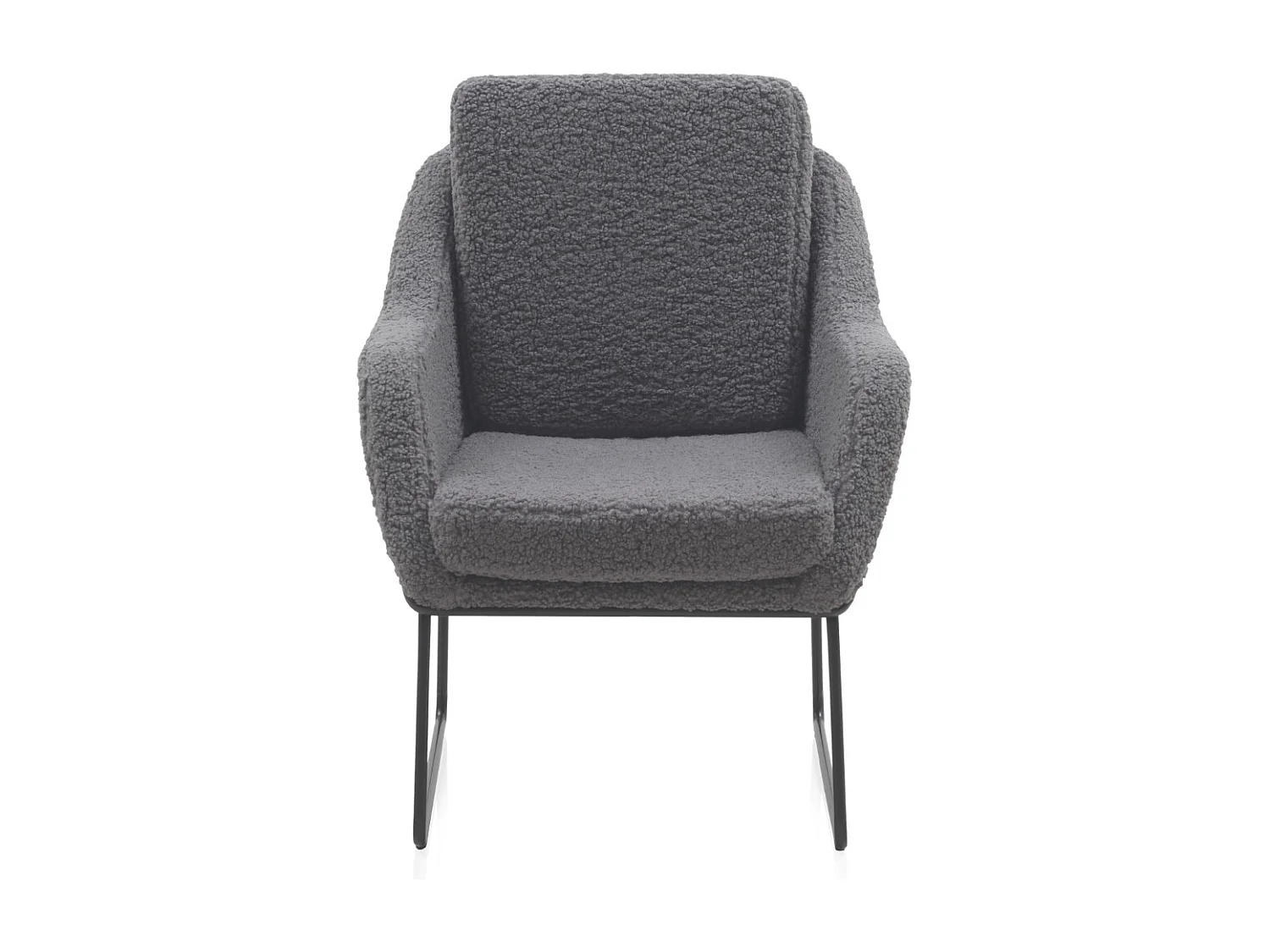 Grijze gestoffeerde fauteuil met zwarte metalen poten