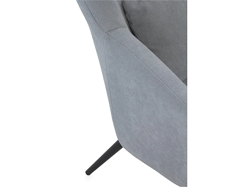 Perlgrau gepolsterter Sessel mit schwarz Metallkissen und Beinen