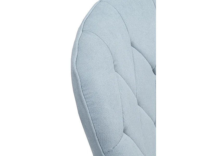 Drehsessel mit hellblau Polsterung und Metallbeine