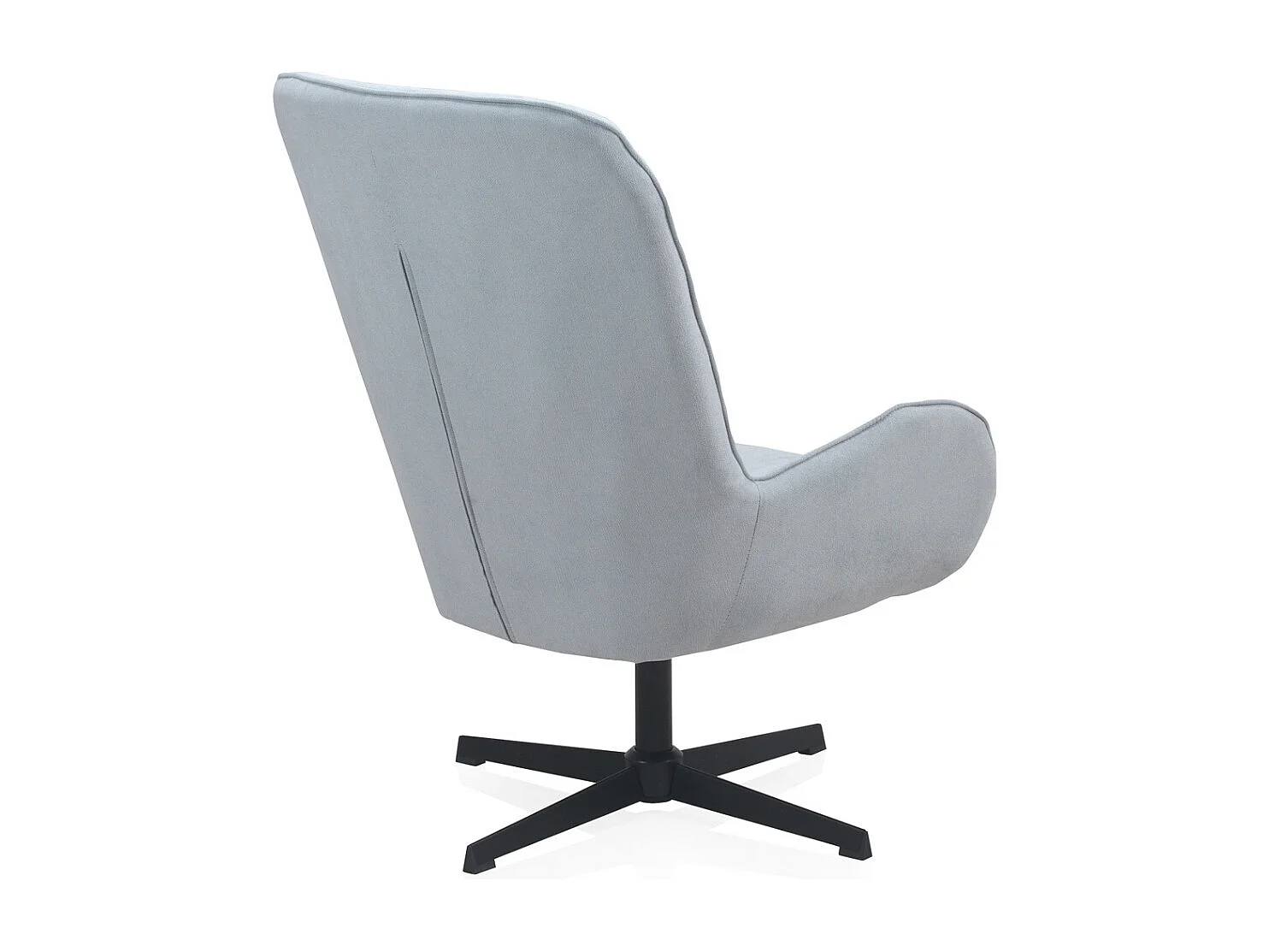 Drehsessel mit hellblau Polsterung und Metallbeine