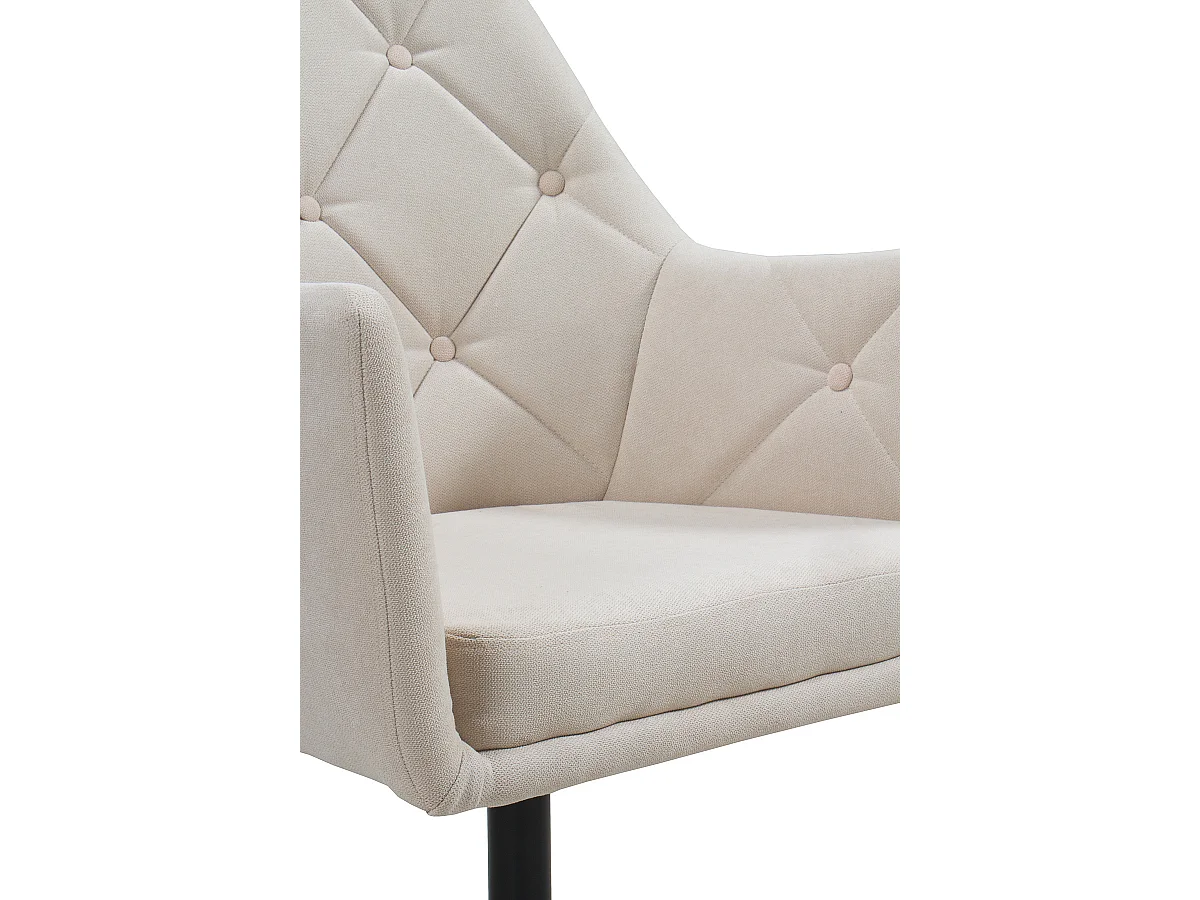 Draaifauteuil bekleed in crème met metalen poten