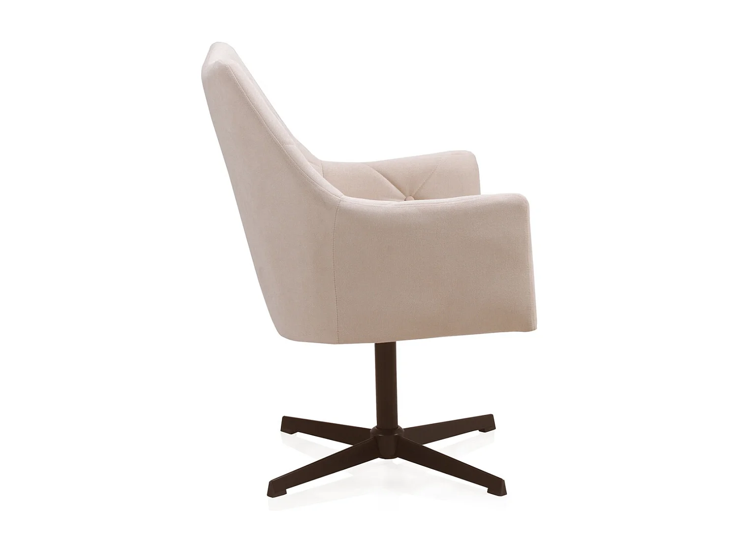 Draaifauteuil bekleed in crème met metalen poten