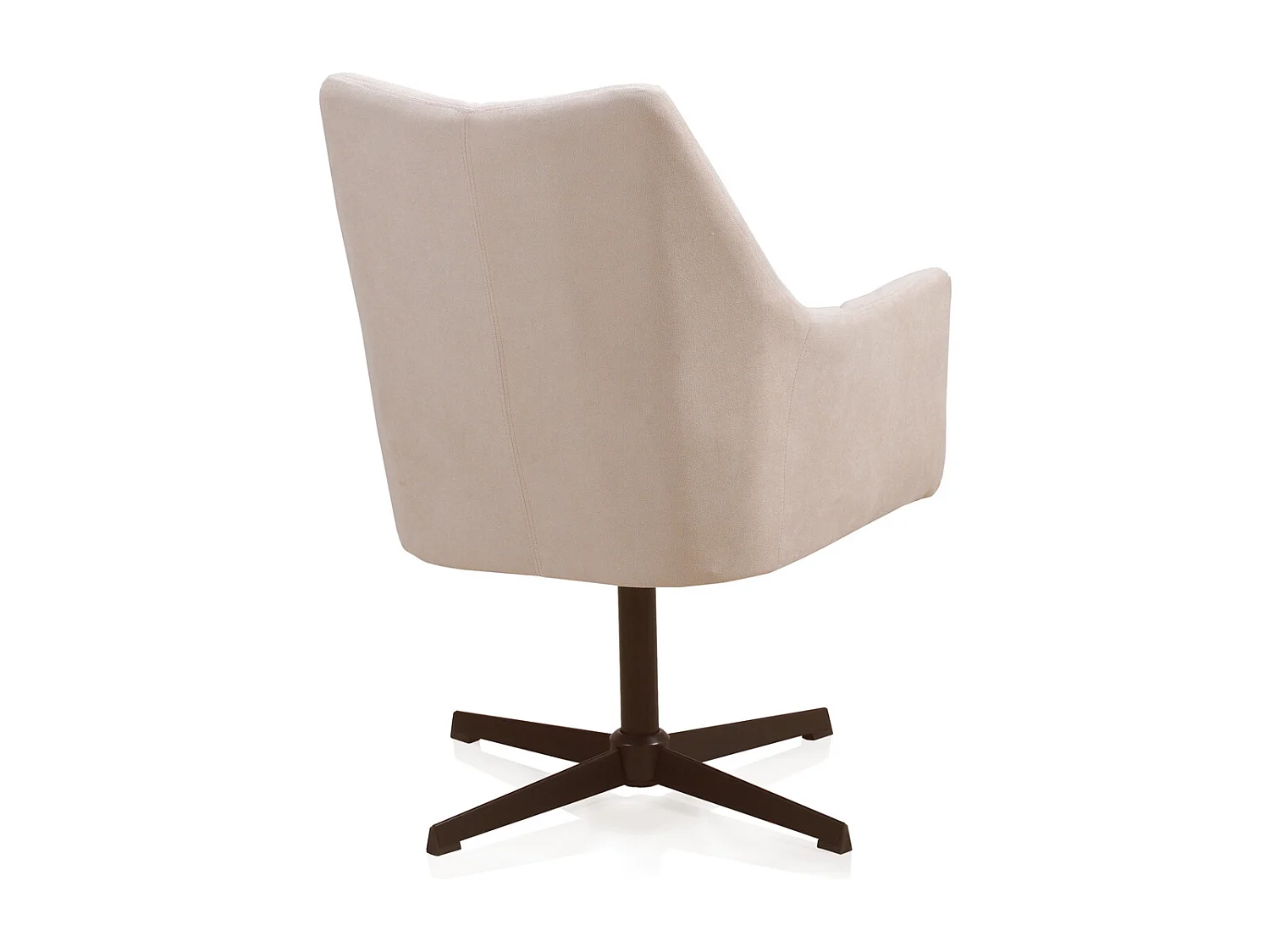 Draaifauteuil bekleed in crème met metalen poten