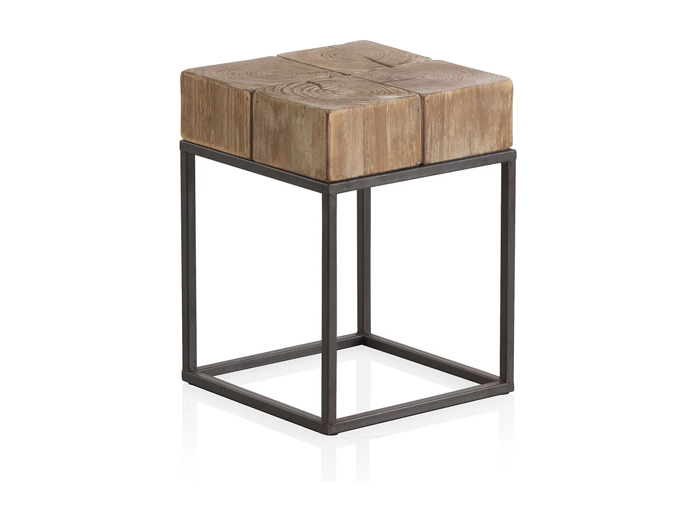 Houten kruk met metalen poten