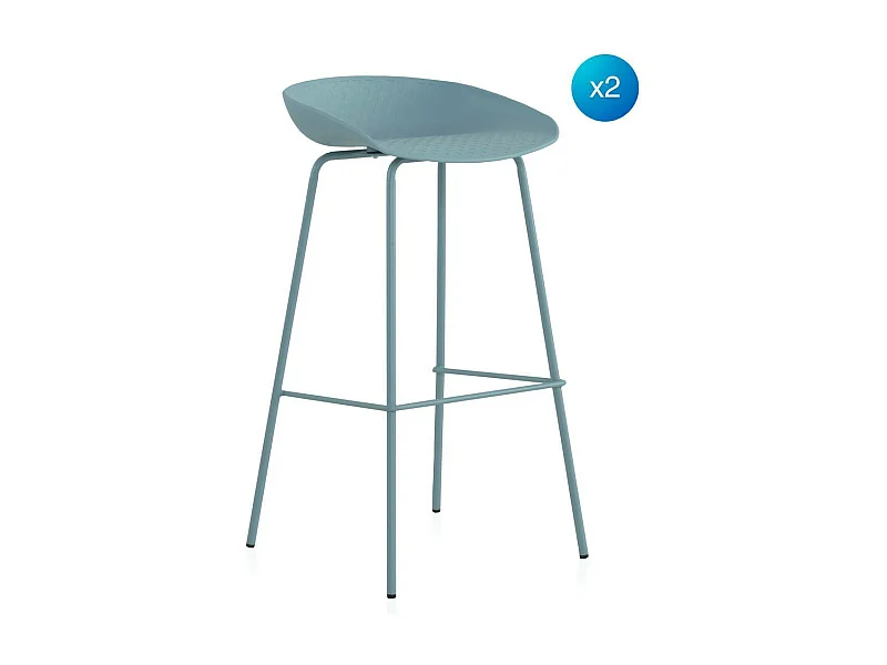 2er-Pack Hocker aus Polypropylen mit Metallbeinen