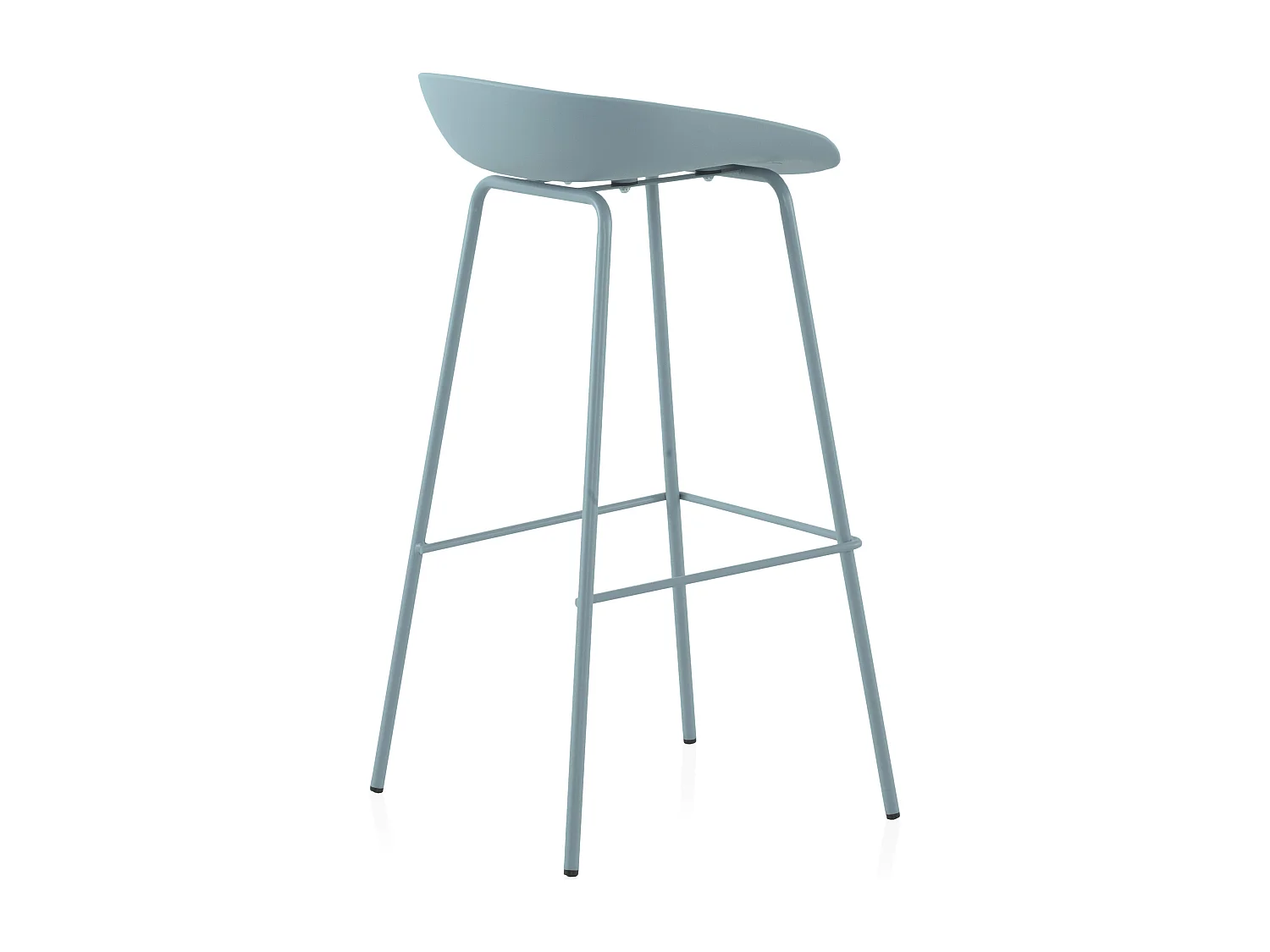 Lot de 2 tabourets en polypropylène bleu clair avec pieds en métal