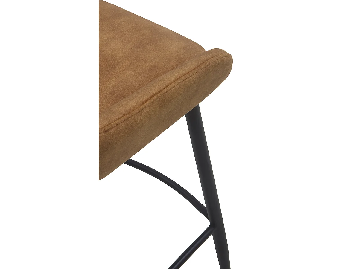 Conjunto de 2 bancos estofados cor castanha pernas metálicas pretas