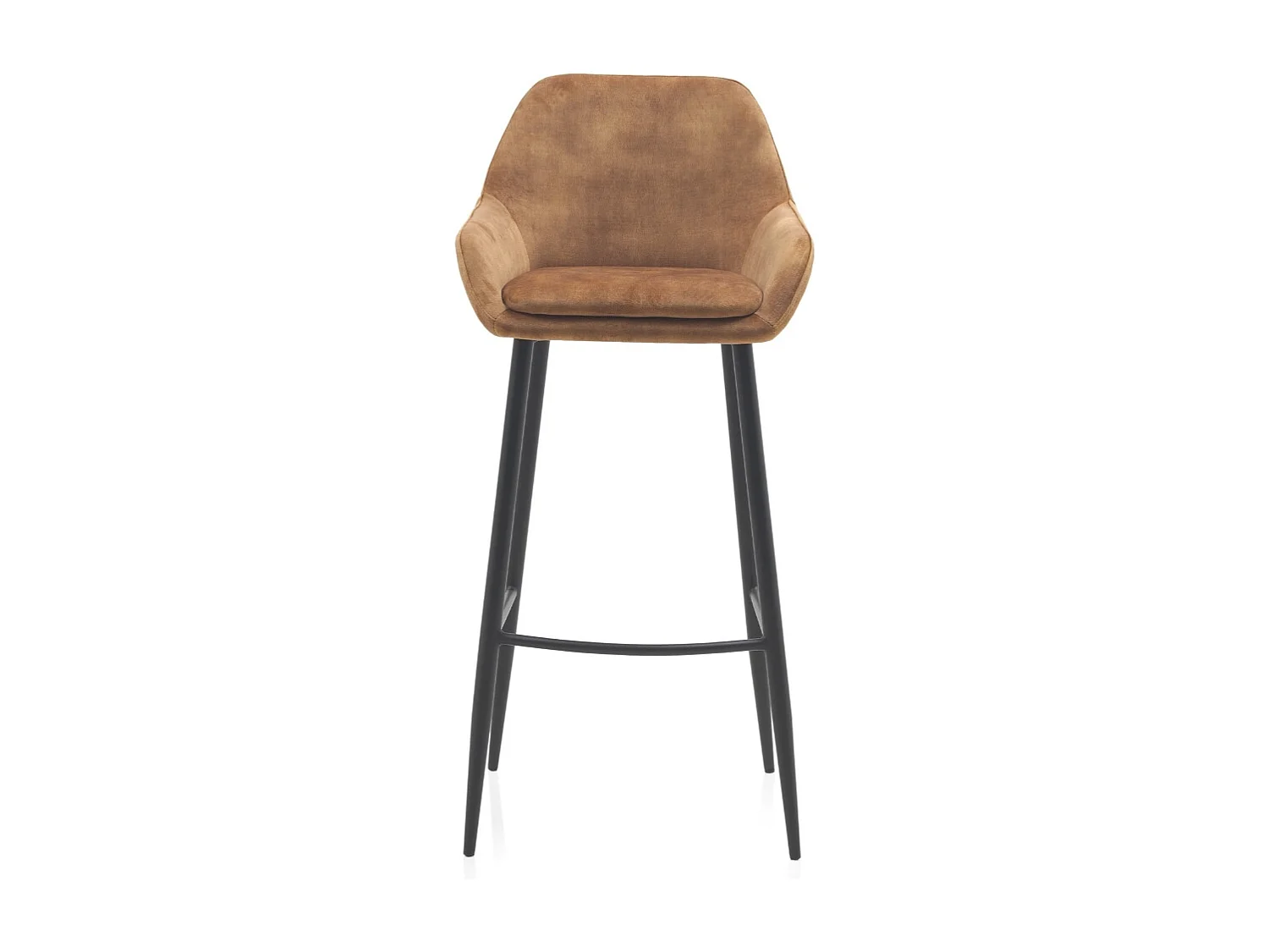 Conjunto de 2 bancos estofados cor castanha pernas metálicas pretas