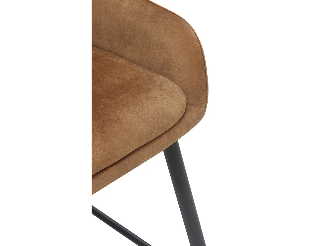 Lot de 2 tabourets rembourrés en marron avec pieds en métal noir