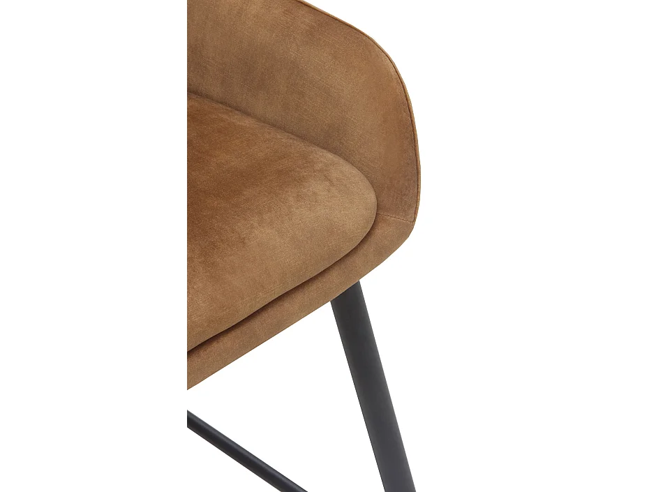 Lot de 2 tabourets rembourrés en marron avec pieds en métal noir