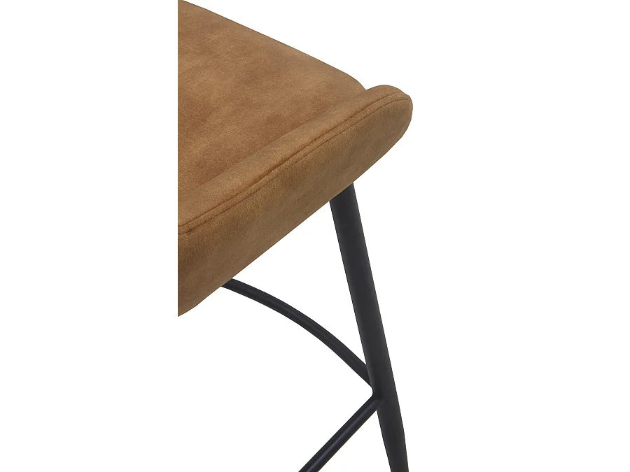 Lot de 2 tabourets rembourrés en marron avec pieds en métal noir