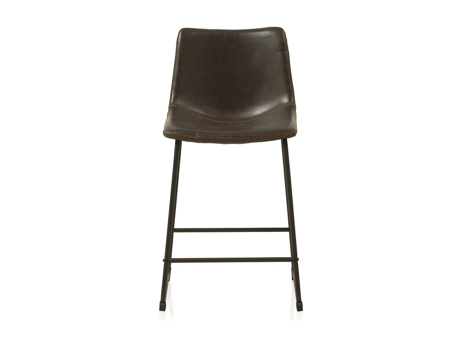 Lot de 2 tabourets rembourrés en marron avec pieds en métal noir