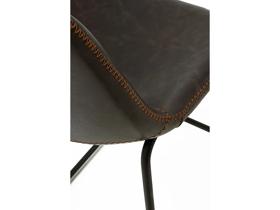 Lot de 2 tabourets rembourrés en marron avec pieds en métal noir