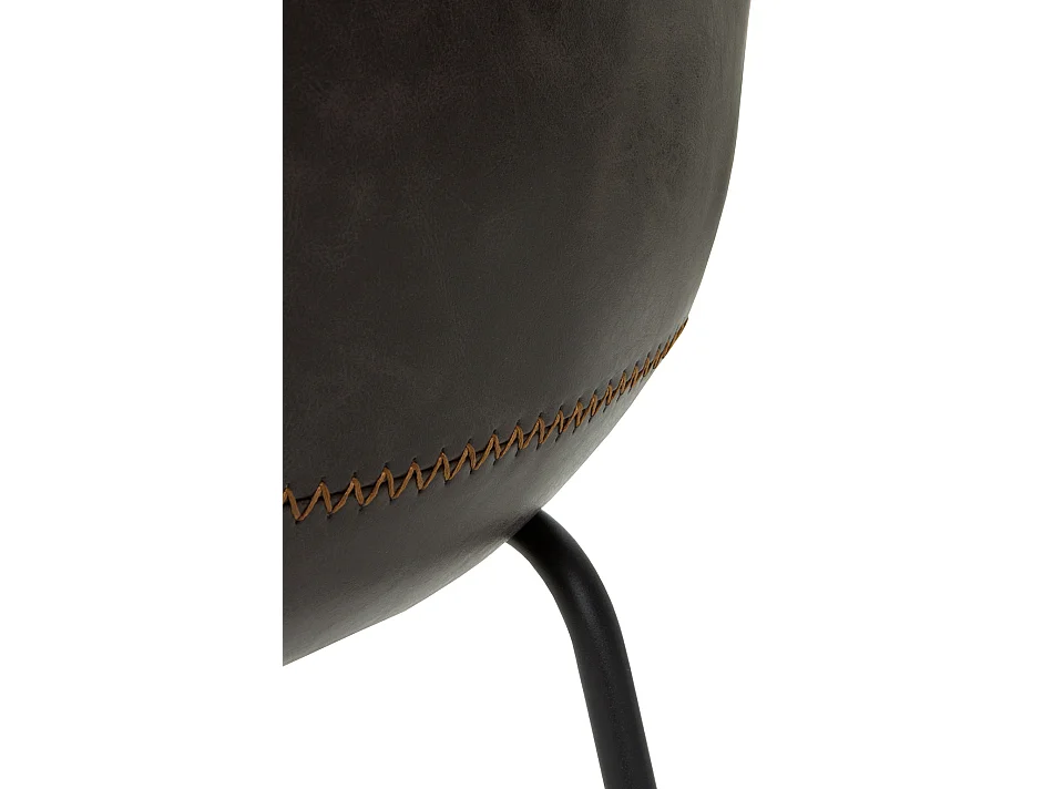 Lot de 2 tabourets rembourrés en marron avec pieds en métal noir