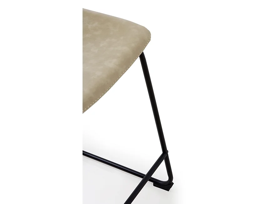 Lot de 2 tabourets tapissés crème avec pieds en métal noir