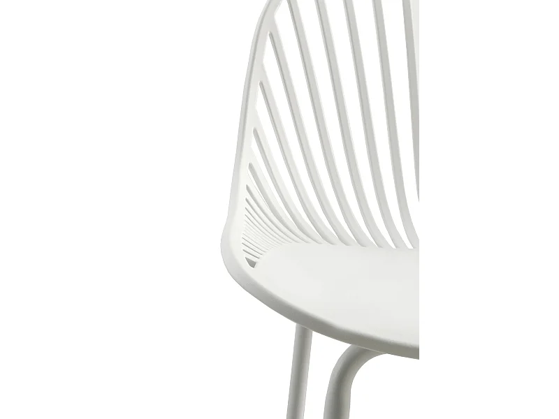 Lot de 2 tabourets en polypropylène blanc avec pieds en métal