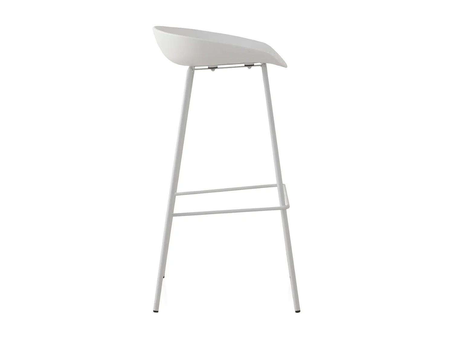 Lot de 2 tabourets en polypropylène blanc avec pieds en métal