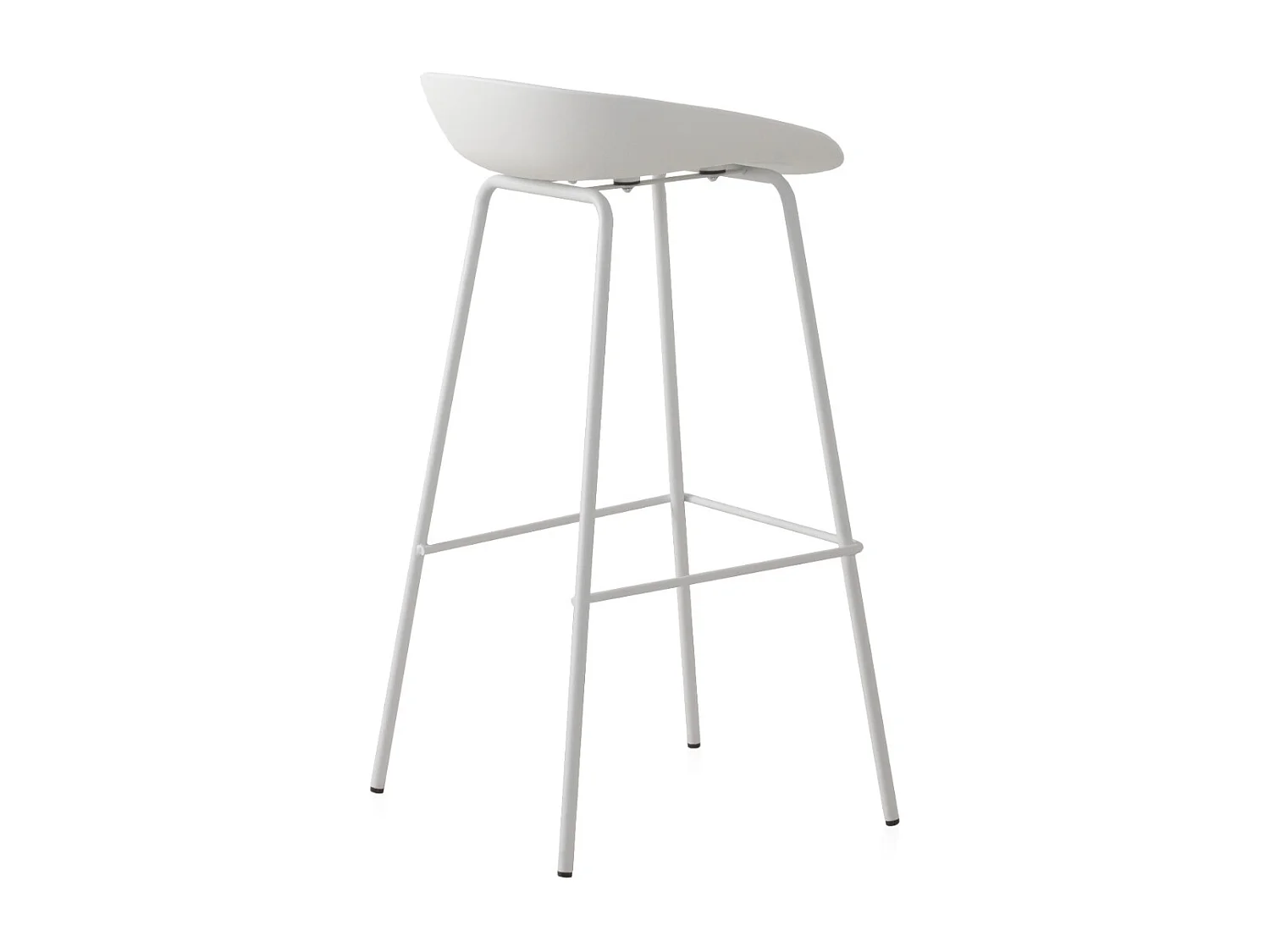 Lot de 2 tabourets en polypropylène blanc avec pieds en métal