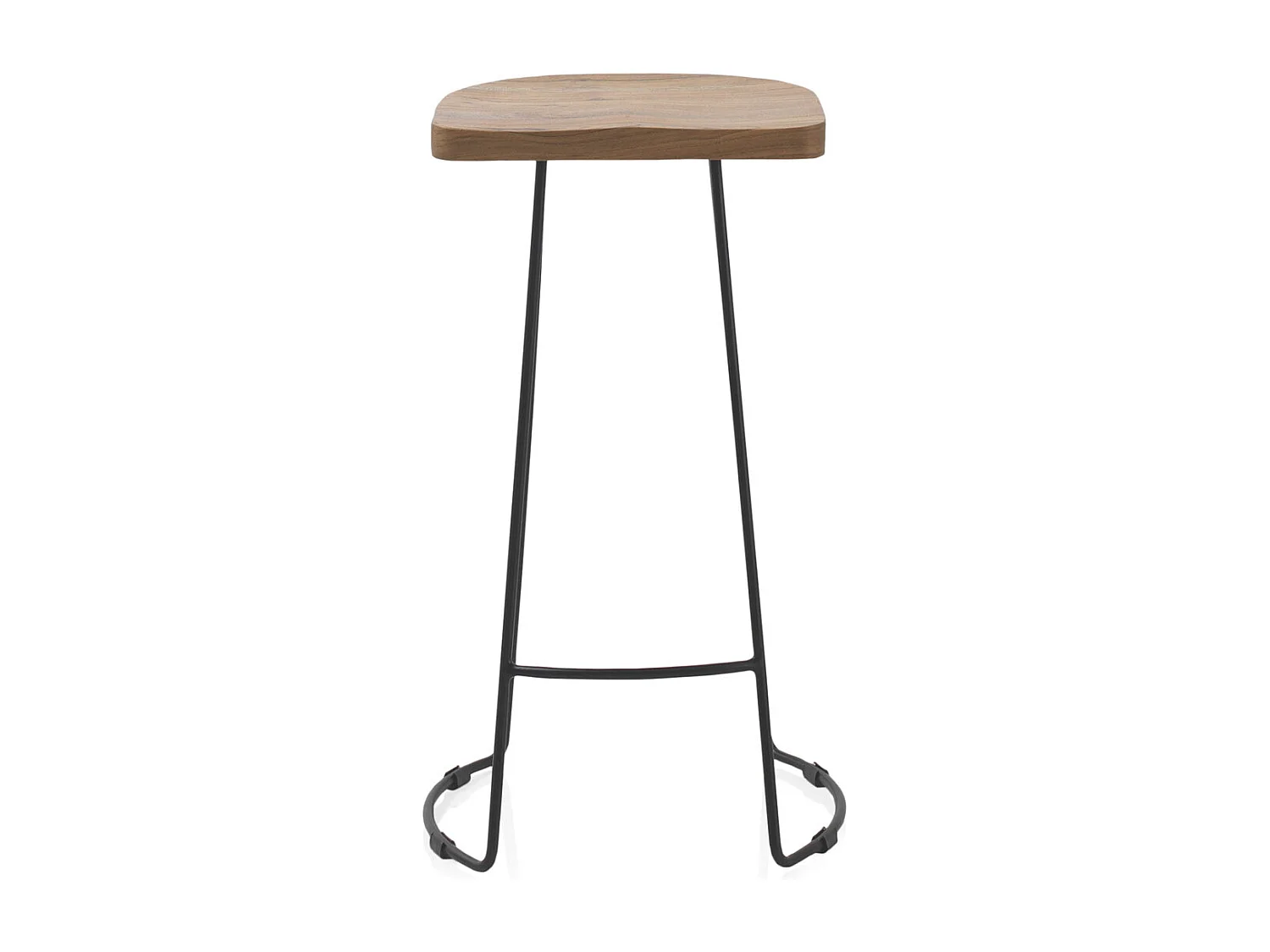 Kruk van acaciahout met zwarte metalen poten